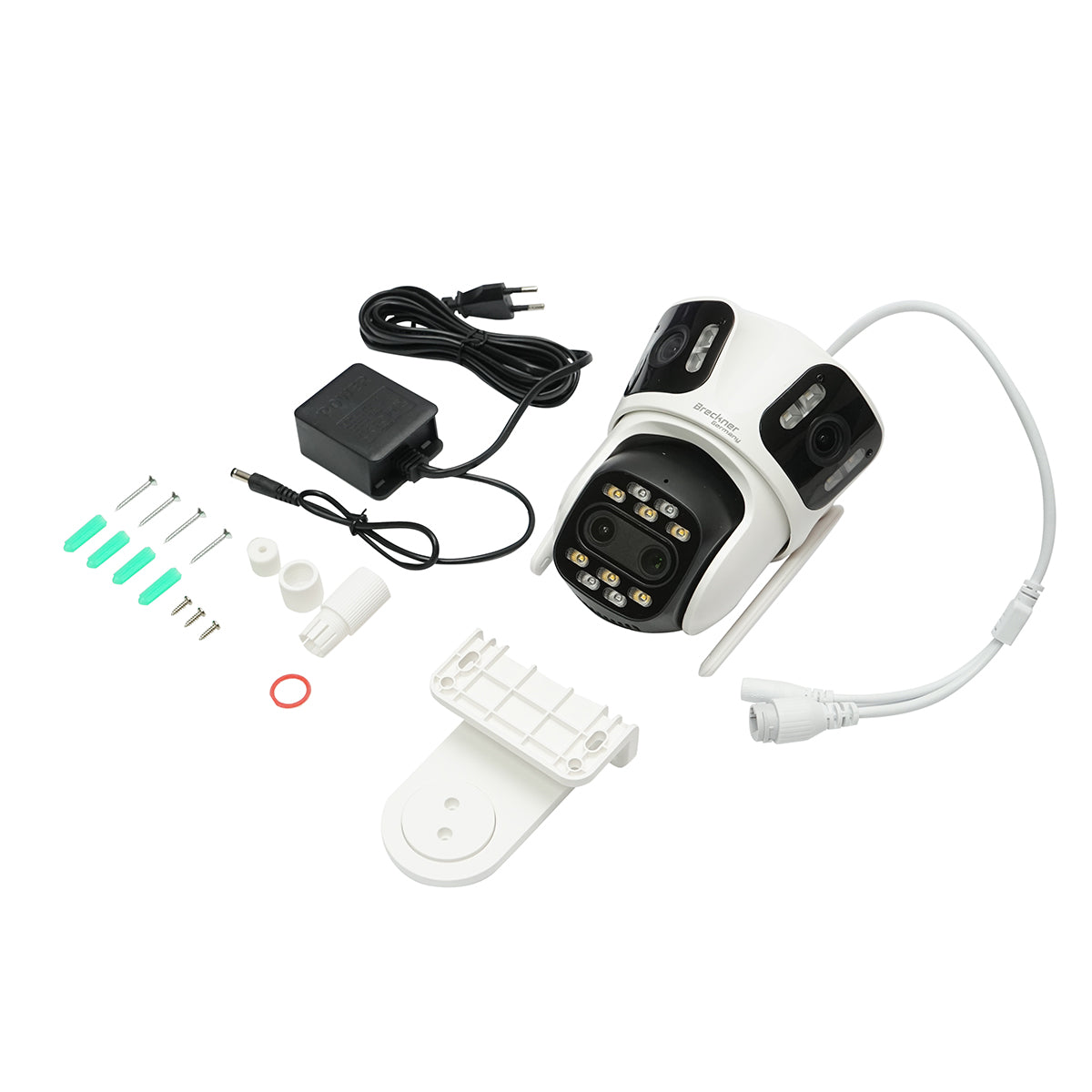 Felügyeleti kamera, 4 lencsével, 3 db 16 MP objektív, WIFI 2.4GHz, 360° forgás, PTZ, 10X zoom, IR éjjellátás, emberi jelenlét felismerés, IPC360 Home alkalmazás