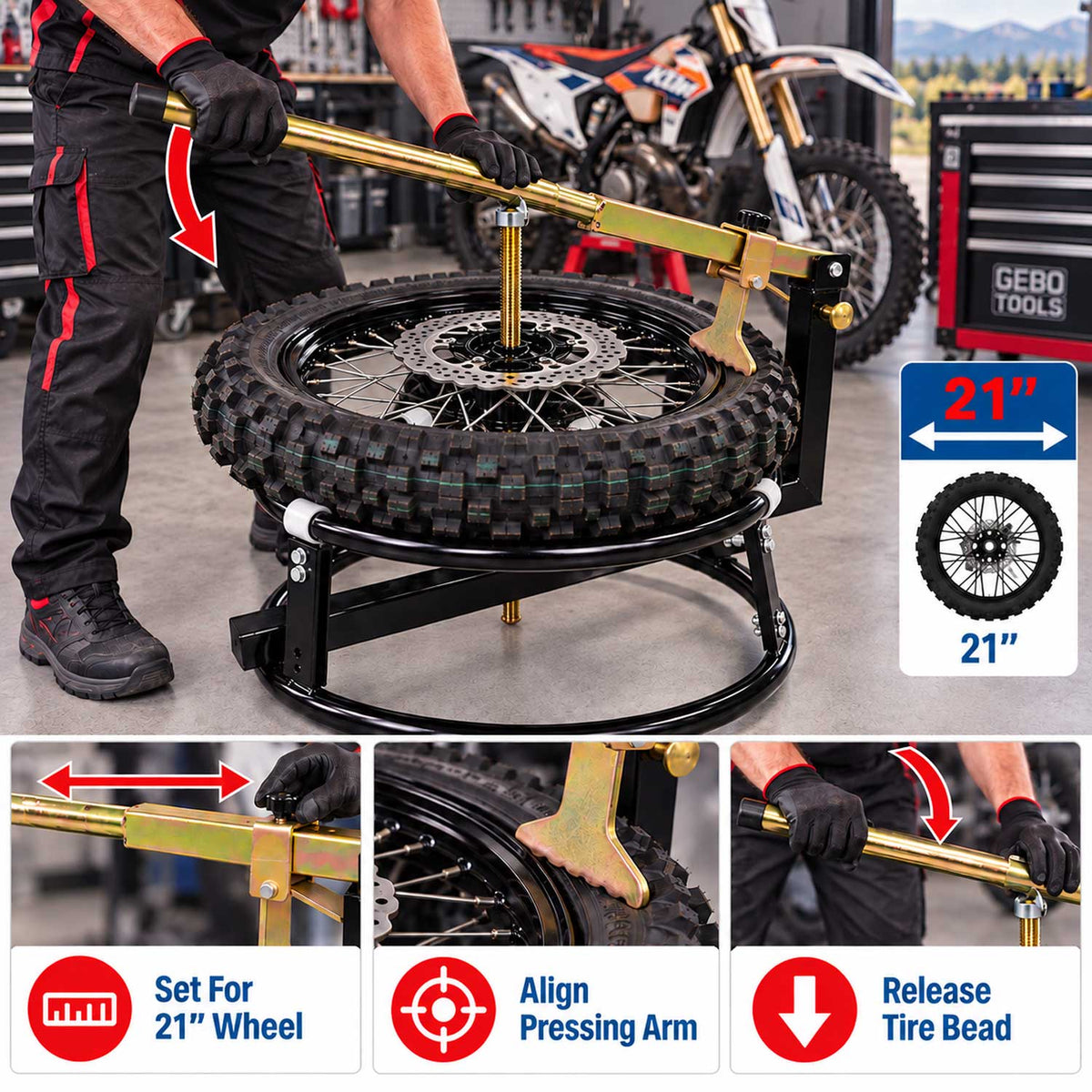 Kézi motorkerékpár gumiszerelő állvány 16" - 21" GEBO TOOLS