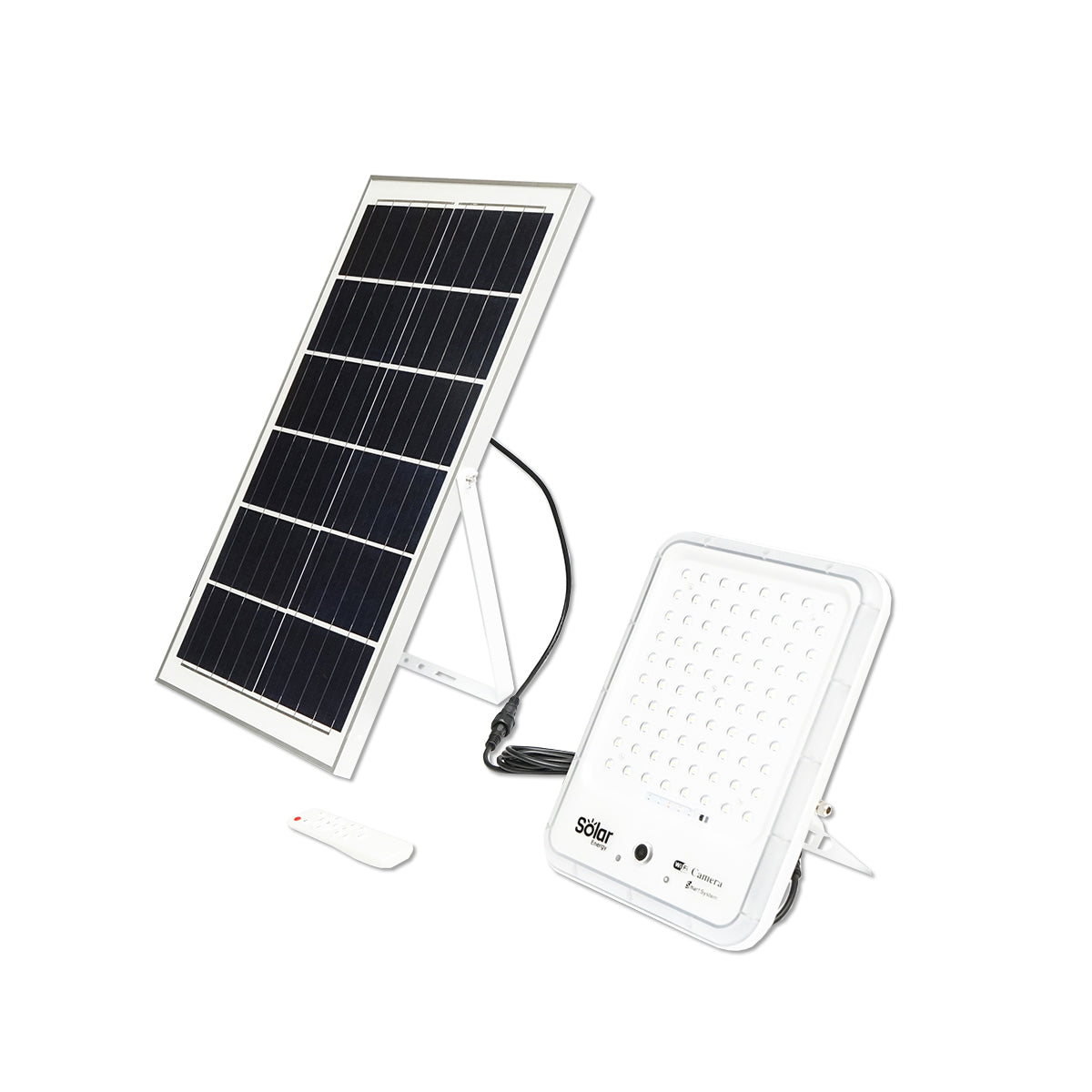 LED lámpa 20W, 2 MP wifi CCTV kamerával, 35W napelemmel és 3.2V / 30Ah akkumulátorral
