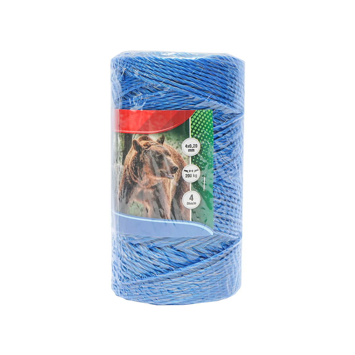 Elektromos kerítés dróttekercs, kék, 250 m, 4×0,2 mm fém betéttel, ellenállás 4 Ohm/m, szakítószilárdság 200 kg