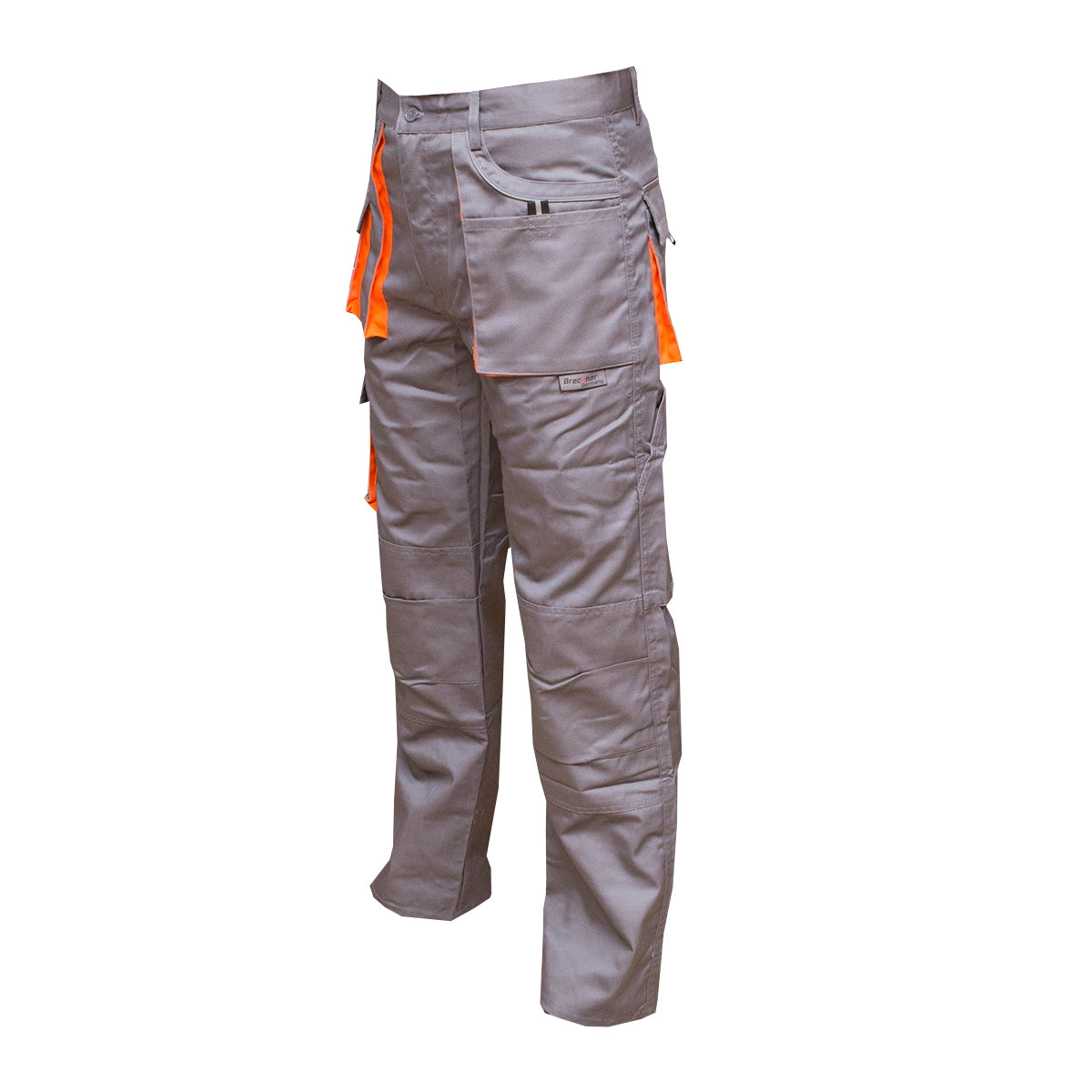 Munkanadrág poliészter és pamut keverékből, 235 g/m², szürke-narancssárga, 50-es méret, Breckner Germany
