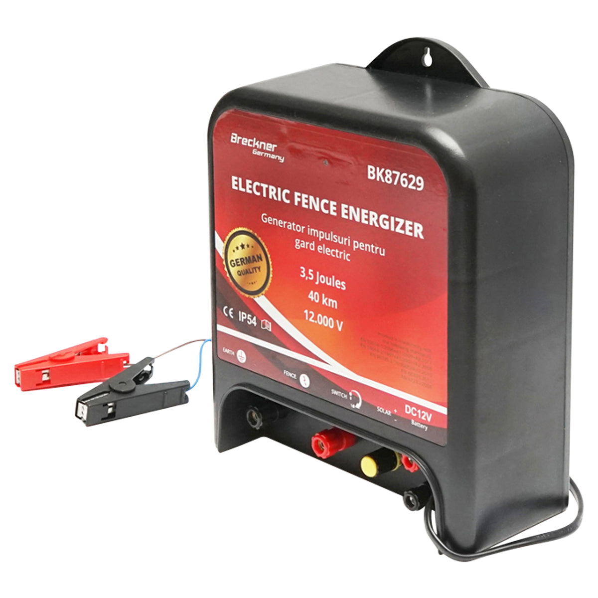 Impulzusgenerátor elektromos kerítéshez, 12 V AC, 3,5 Joule, 40 km hatótáv, Breckner Germany