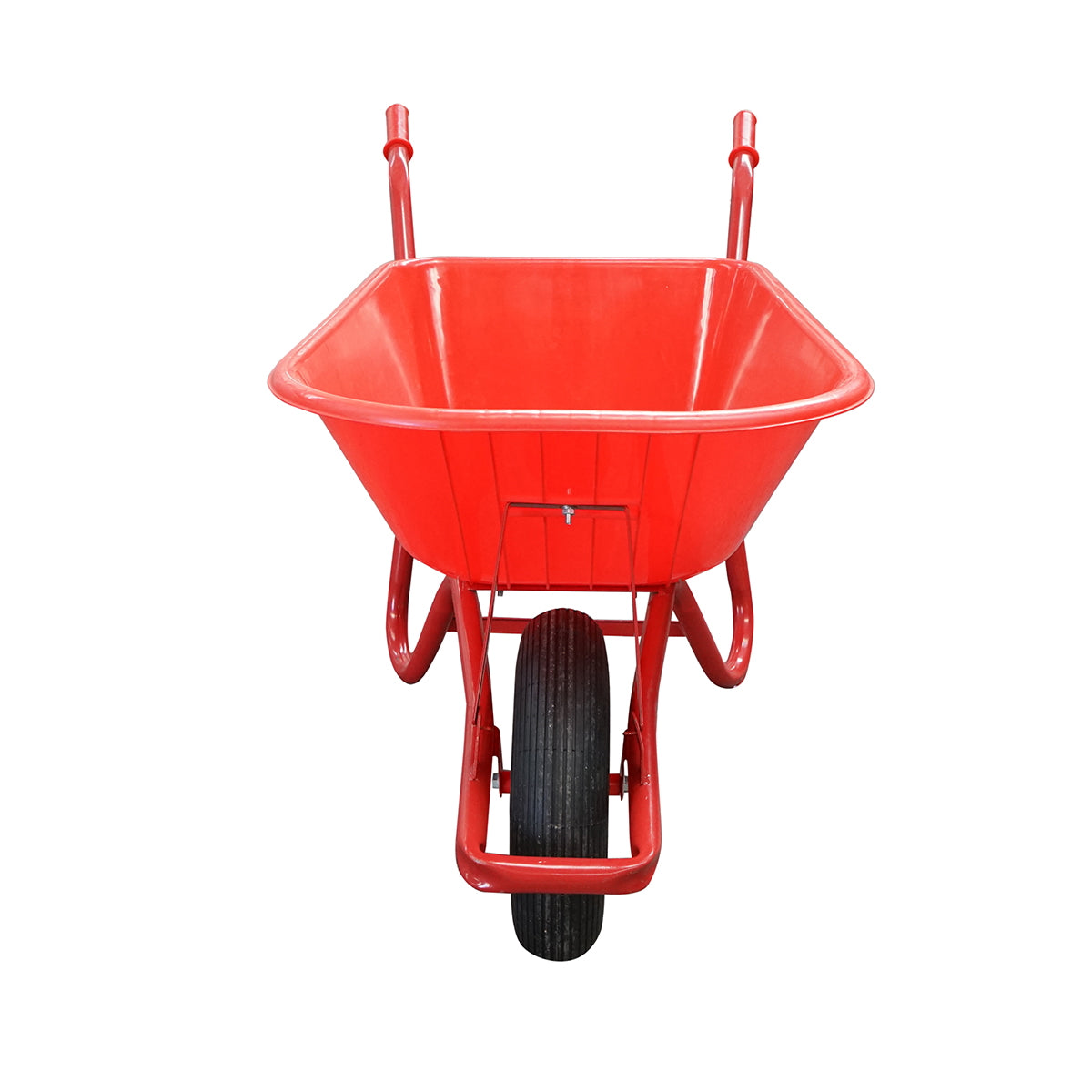 Piros műanyag talicska 85L pneumatikus kerékkel 400/8, fém vázzal 940x580x300mm Thor