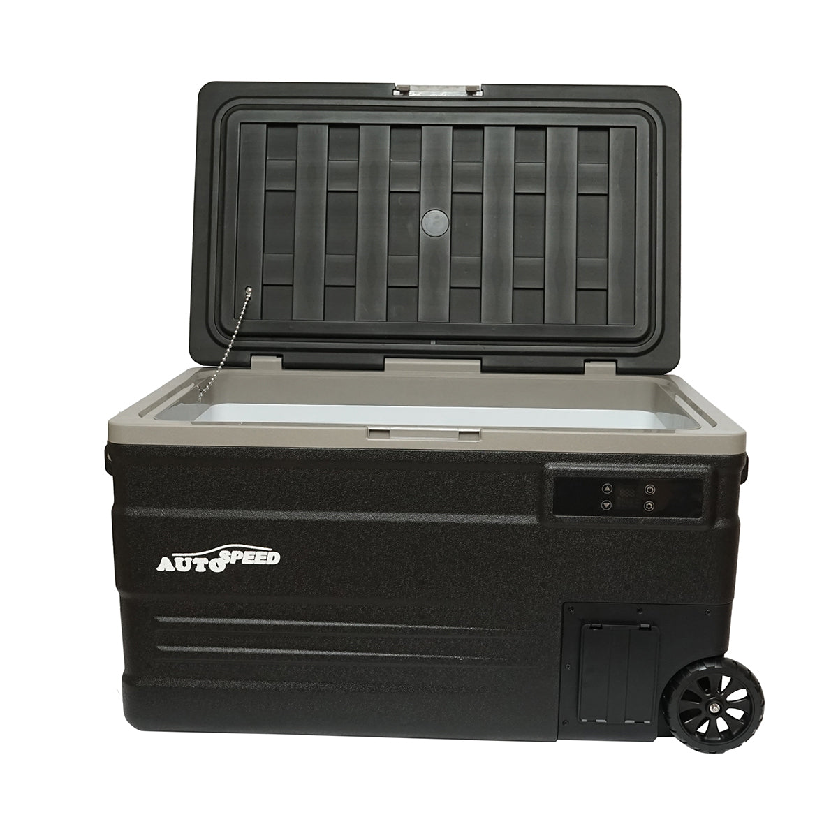 Autós hűtőszekrény kompresszorral, 80W, 74L kapacitás, 12–24–220V tápfeszültség, LCD kijelző, 831x465x458 mm, U75E AUTOSPEED