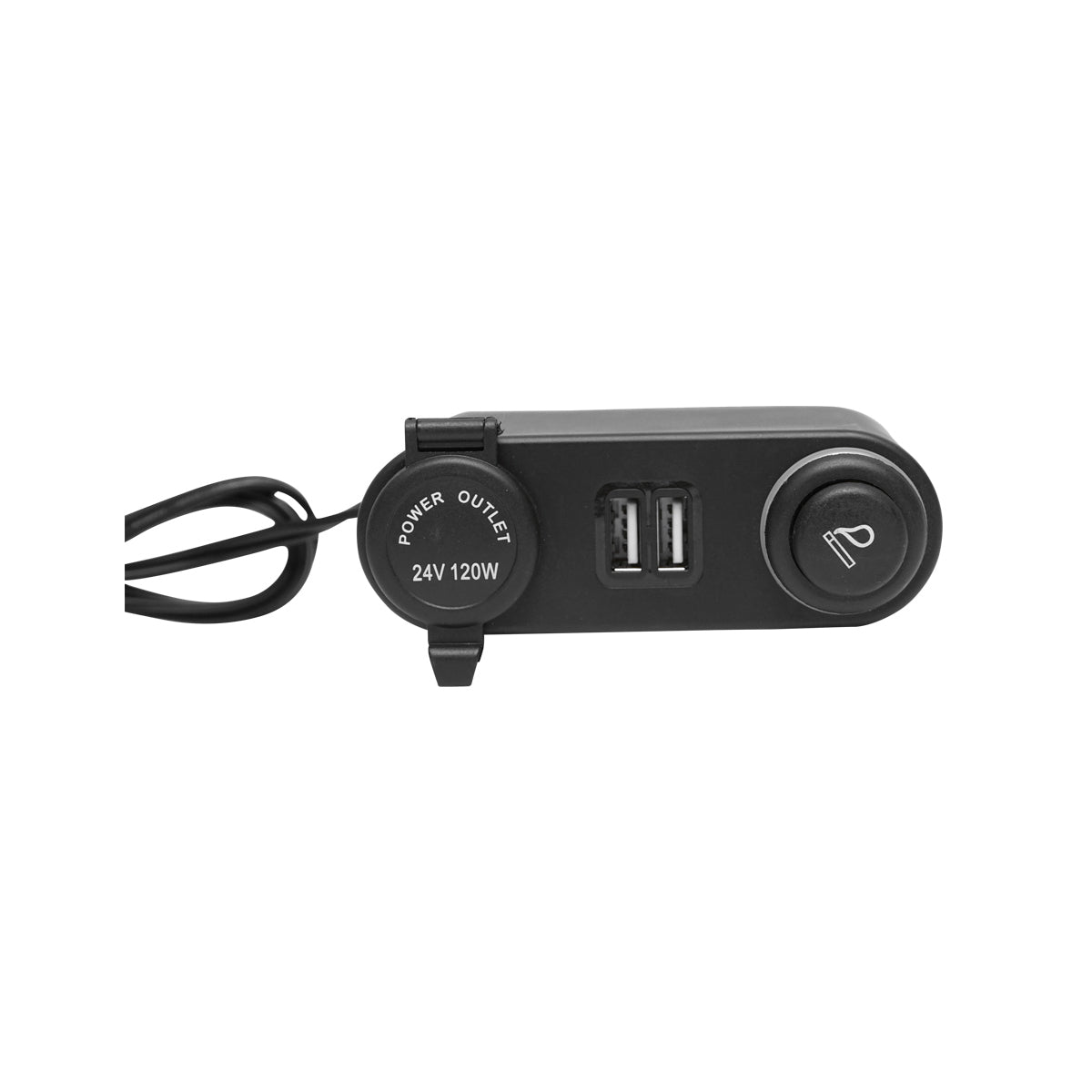 Autós szivargyújtó hosszabbító, 24V aljzattal, szivargyújtóval és 2xUSB kimenettel