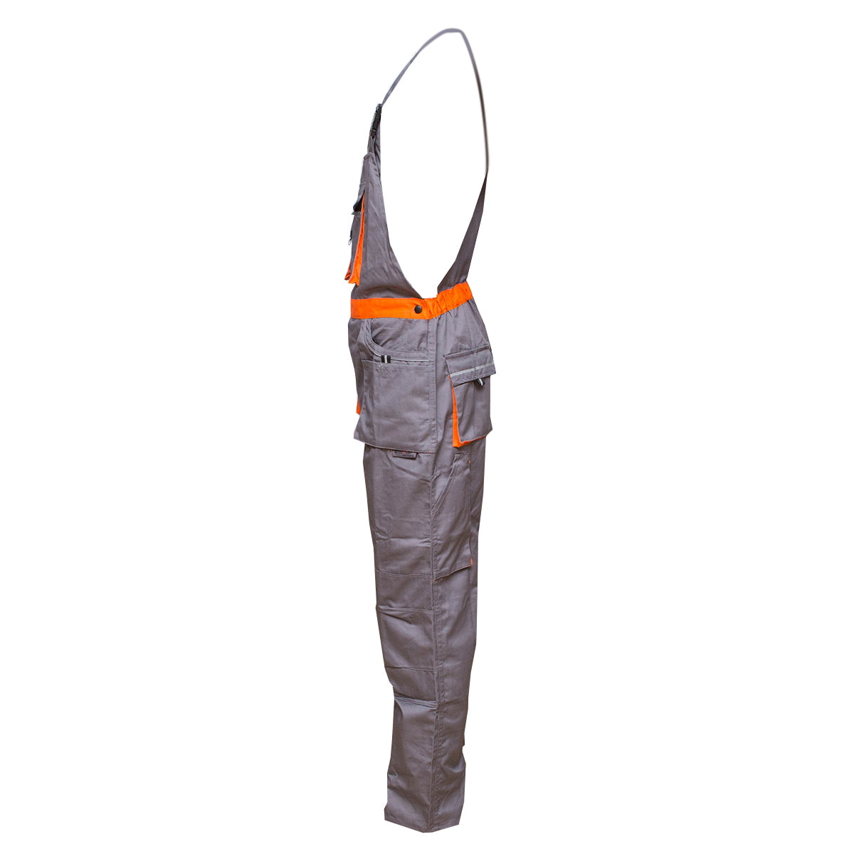 Kantáros munkásnadrág, szürke/narancssárga, 48-as méret, poliészter-pamut, 235 g/m², Breckner Germany