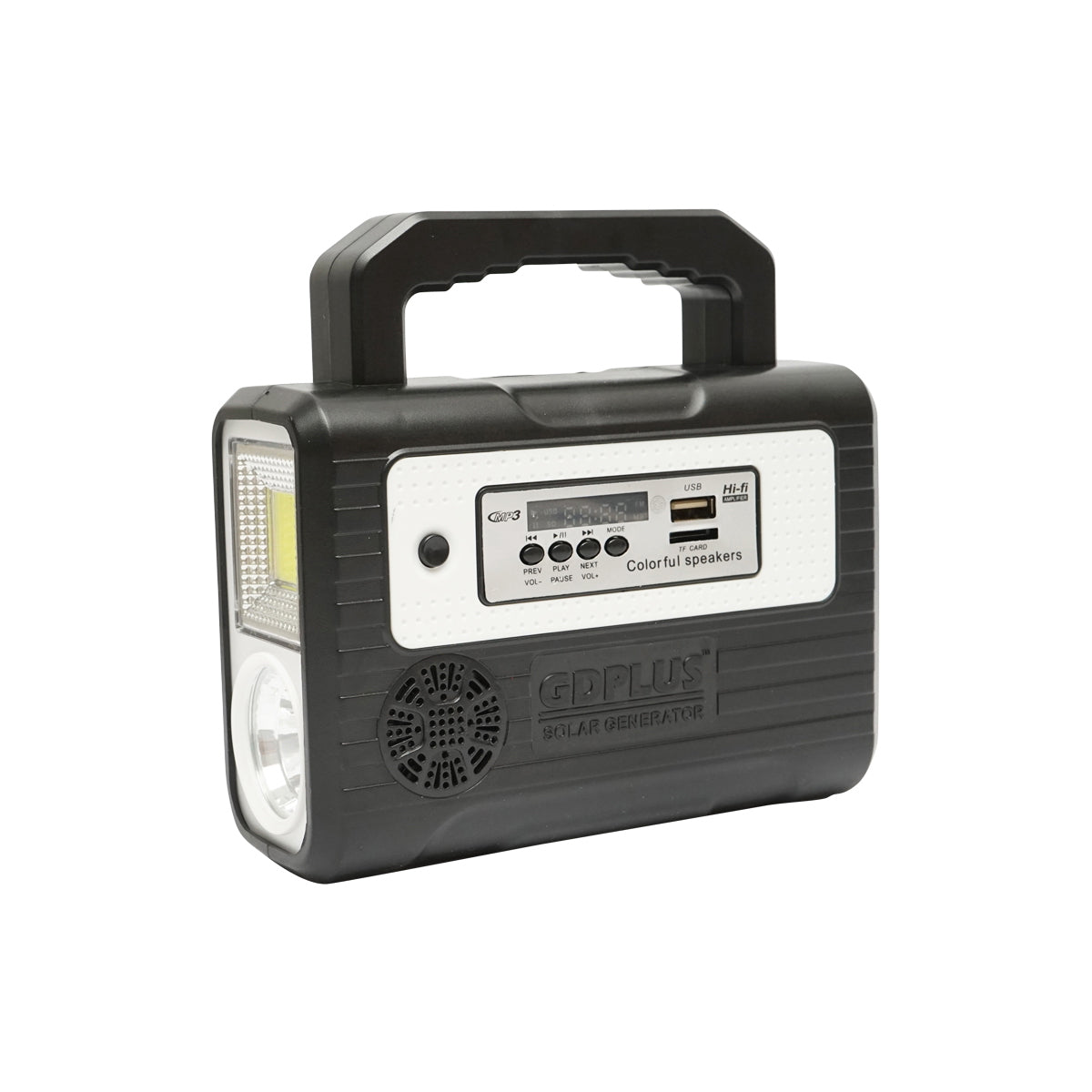 Hordozható LED világítási készlet 3 izzóval/projektorral, napelemmel, FM rádióval, MP3-mal és 4500 mAh akkumulátorral, horgászathoz, kempingezéshez, GD-8028COB