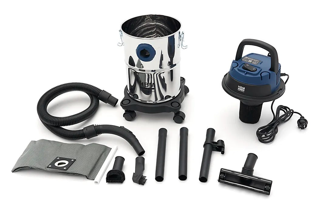 PROFESSZIONÁLIS NEDVES/SZÁRAZ PORSZÍVÓ 1000 W 15 L KOMPAKT ÉS CSENDES HBM