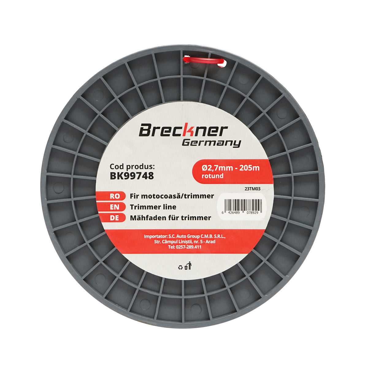 Fűkasza damil, kerek profilú, 2,7 mm × 205 m, Breckner Germany