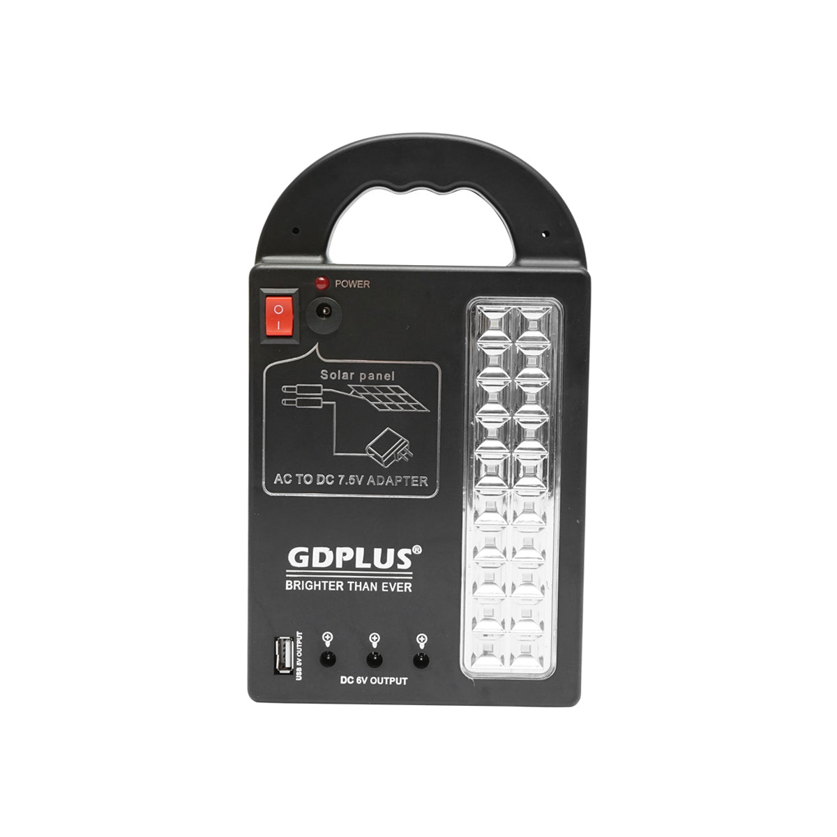 Hordozható LED világítási készlet 3 izzóval/projektorral, napelemmel és 6V, 3Ah akkumulátorral, horgászathoz, kempingezéshez, GD-17