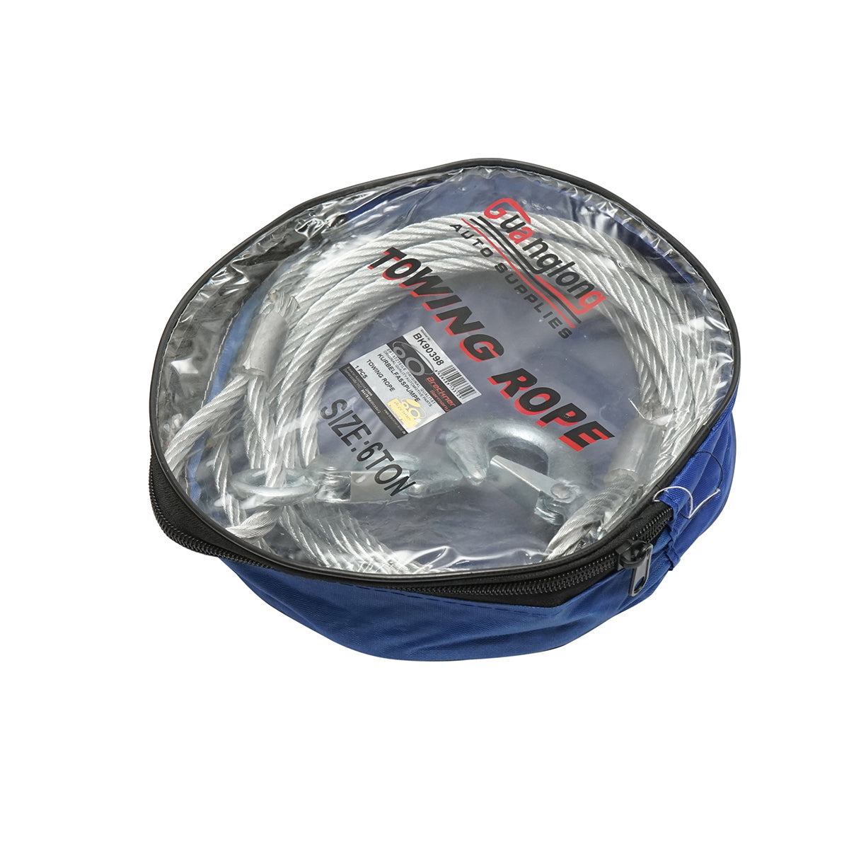 Fémből készült vontatókábel önzáró horoggal, 3,4m, Ø9mm, max. teherbírás: 6T