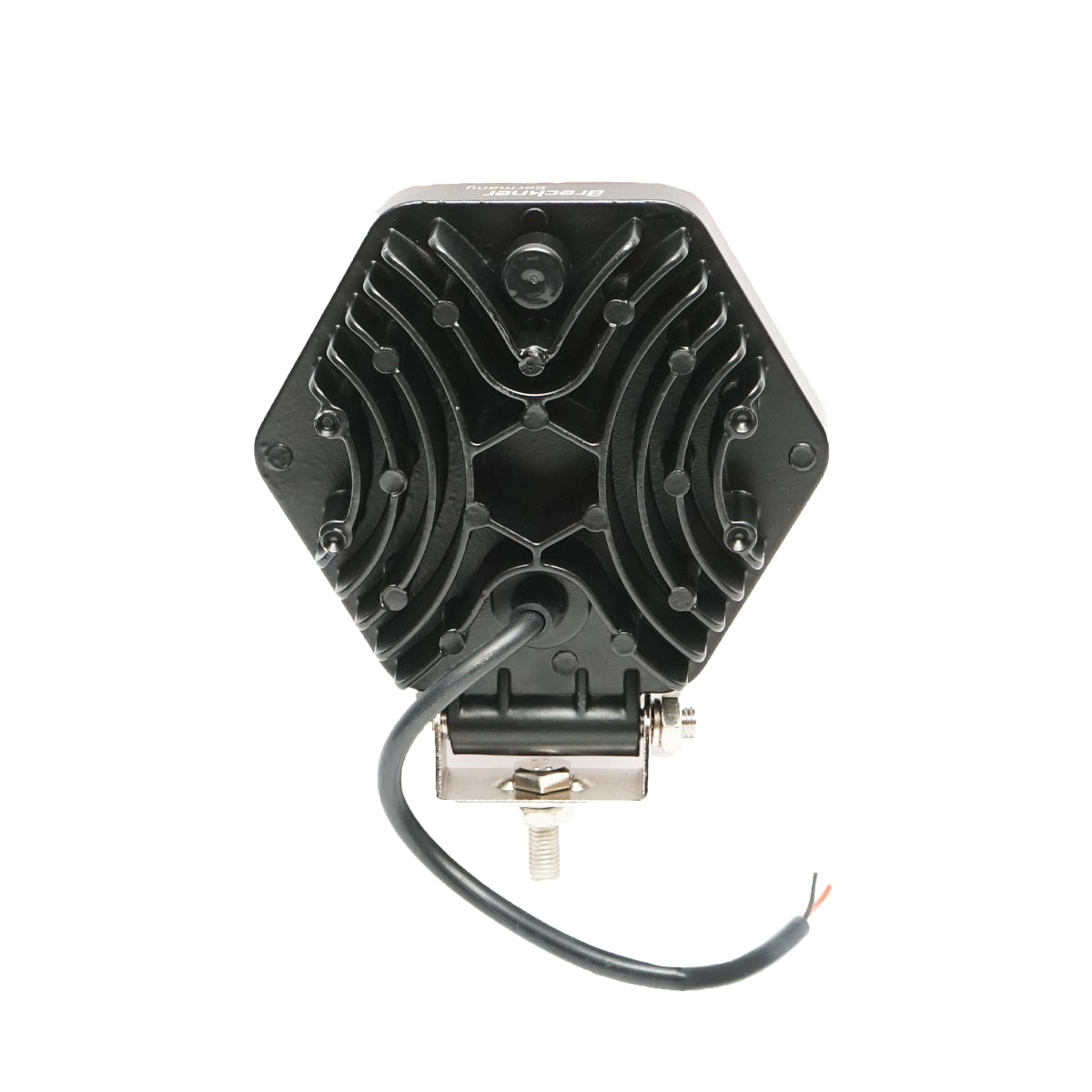 Hatszögletű reflektor, piros fémráccsal, 9 LED, 30° sugárzási szög, DC 10–80V, 27W, Breckner Germany