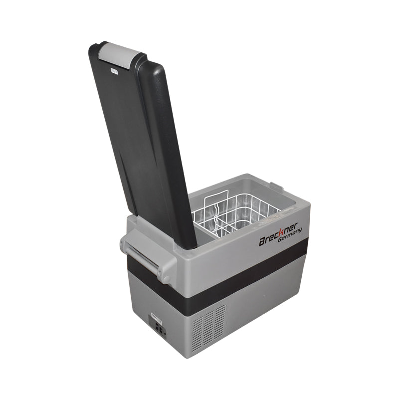Autós hűtőszekrény, 42L, 12–24V, 45W, kompresszoros, 680x345x460 mm, 13,5 kg, hűtési tartomány: -18 °C – +10 °C, Breckner Germany