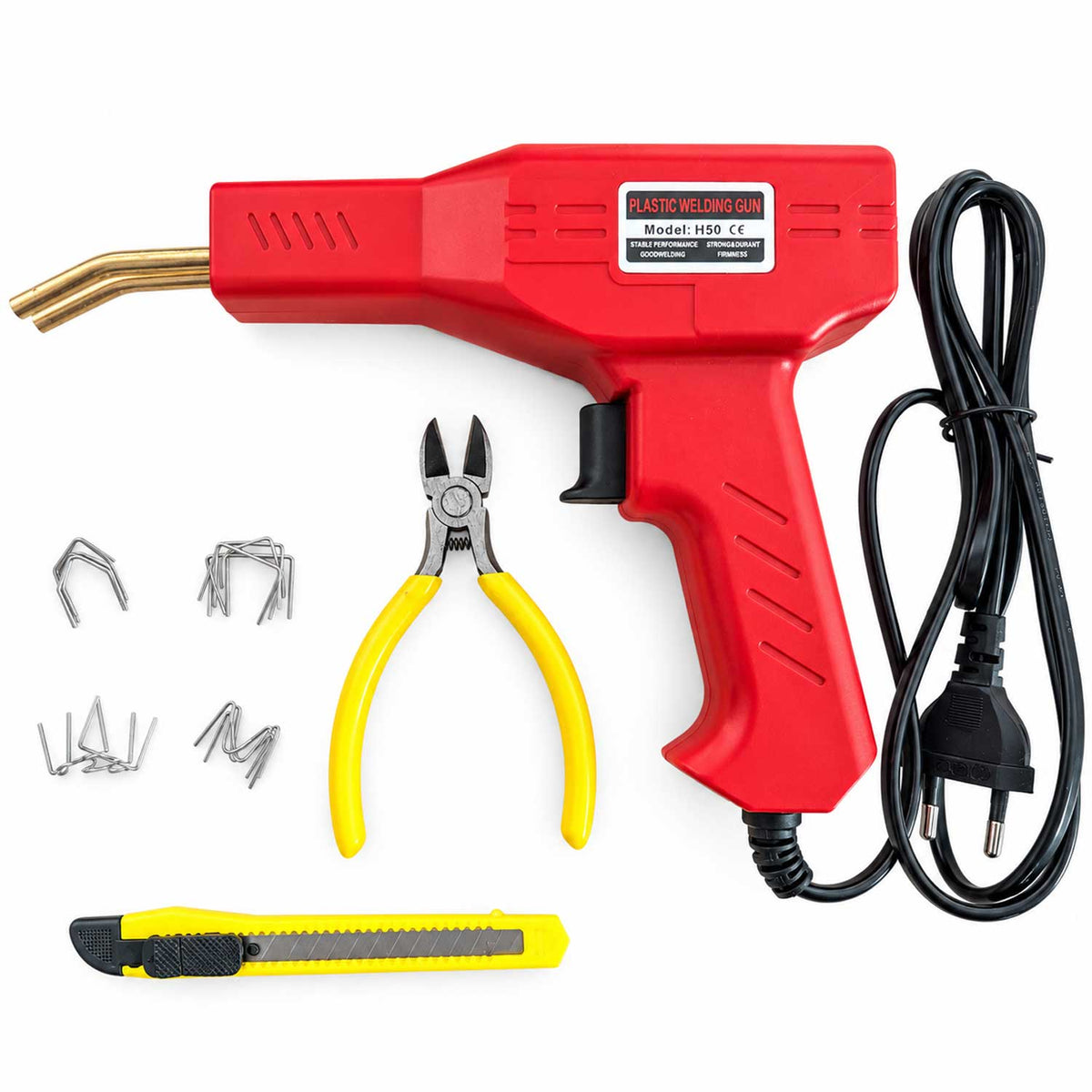 Műanyag hegesztő pisztoly 50 W 200 db kapoccsal GEBO TOOLS