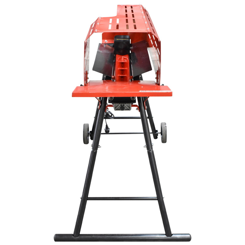 Vízszintes rönkhasító, 7 tonnás, 230 V, 2 kW, állítható magasságú állvánnyal és védelemmel, Breckner Germany