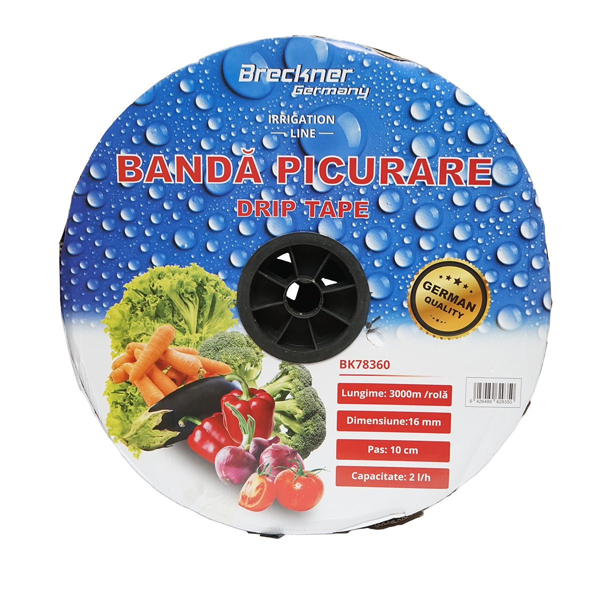 Csepegtető szalag tekercs 3000M 2L/H, 16 mm. lépésköz 10cm Breckner Germany
