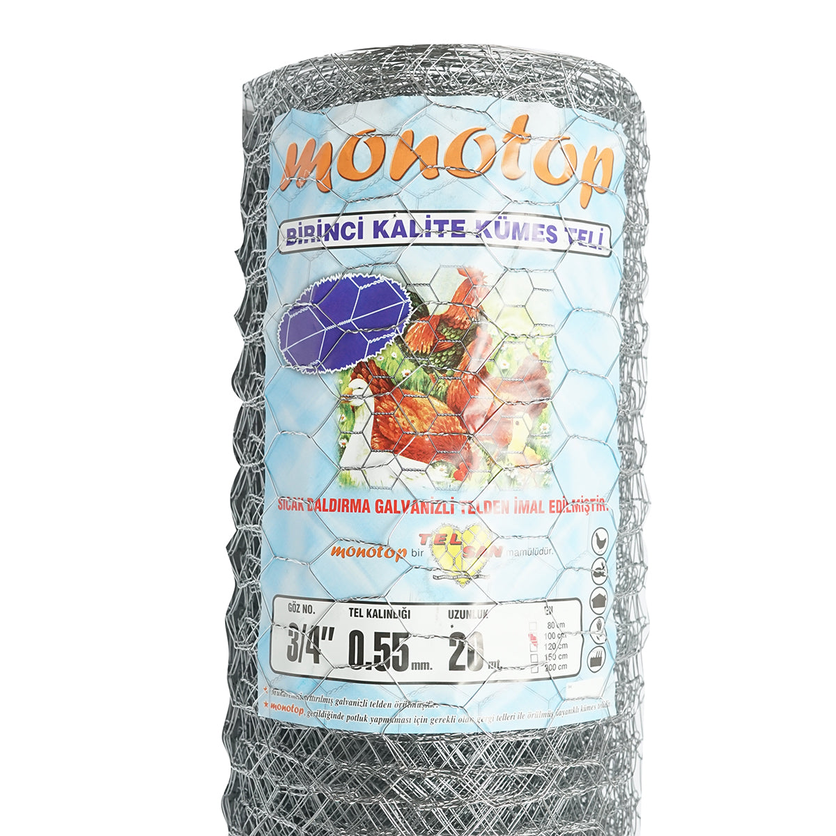 Horganyzott fonott kerítés, hossz: 20 m, magasság: 100 cm, 19 mm szemmérettel, elkerítéshez