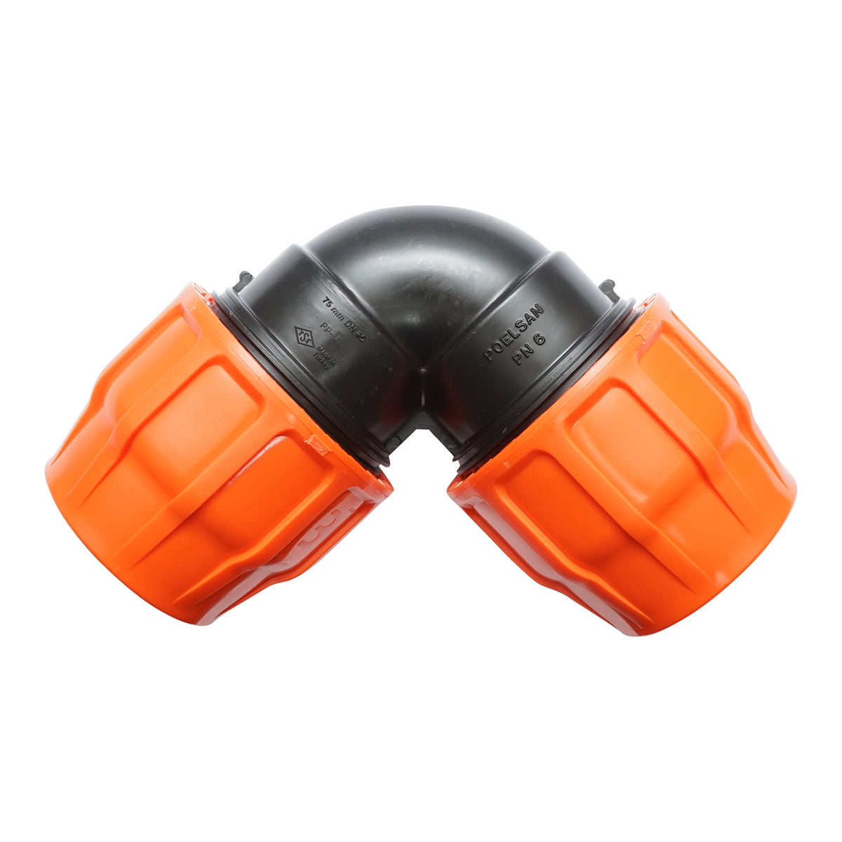 Layflat egyenes könyök idom, D3x3 col, PN6, öntözőrendszerekhez