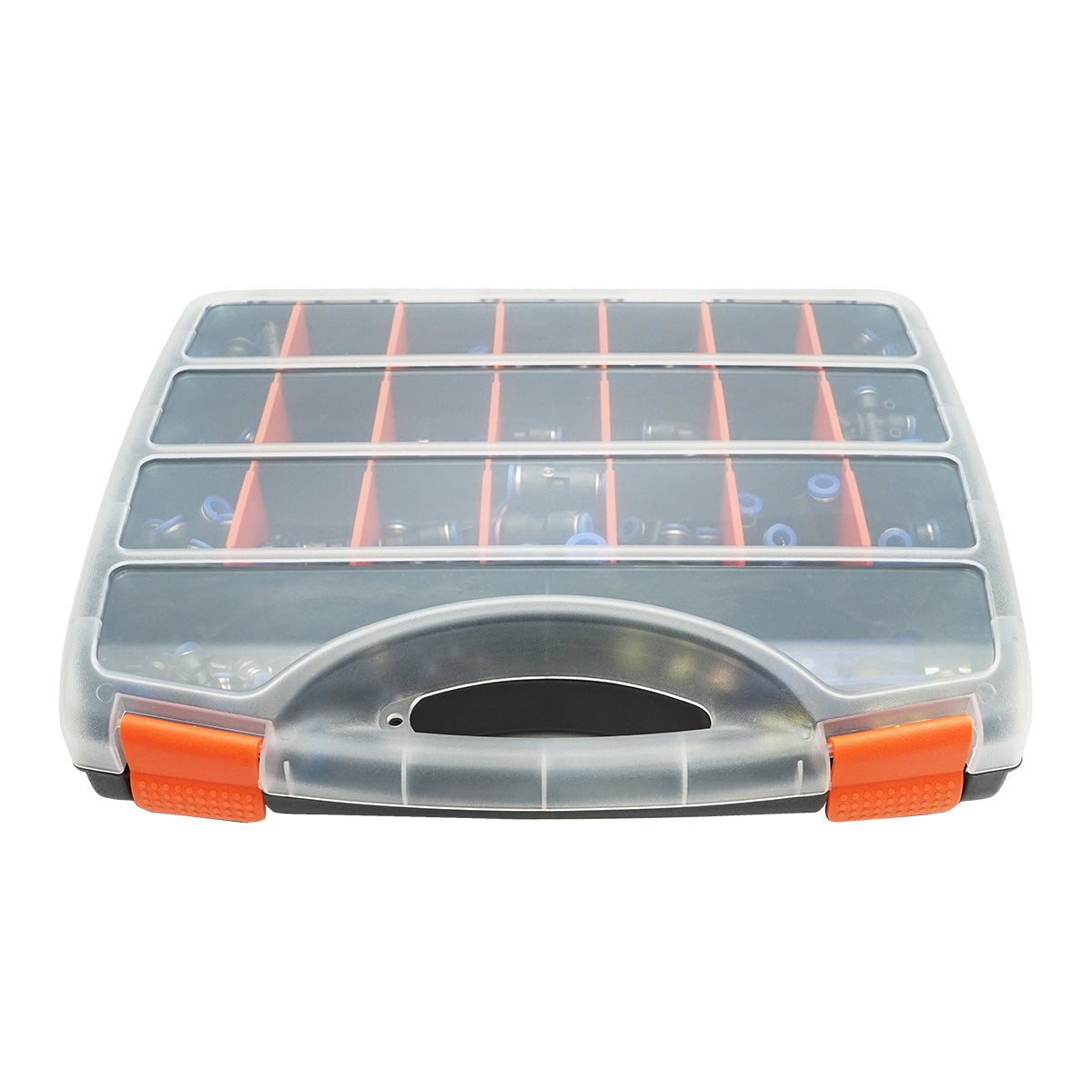 242 darabos készlet: poliamid tömlővágó fogó, csatlakozók, gyorscsatlakozók, sűrített levegő tömlőidomok, Breckner Germany