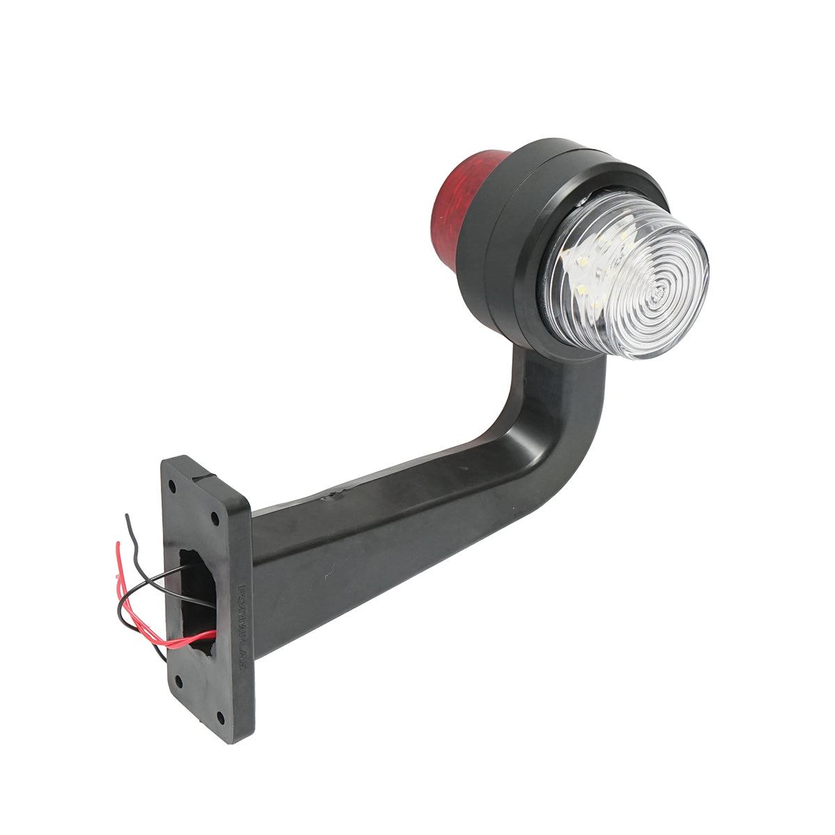 Oldalsó LED helyzetjelző lámpaszett, karral, 12–24V, piros-fehér, FR0157, Breckner Germany