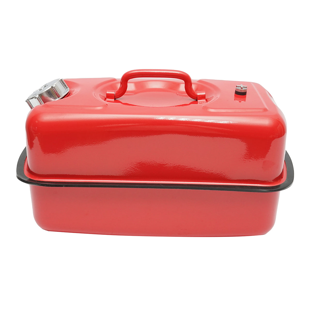 Fémtartály, vízszintes, 10L, flexibil tömlővel és csavaros kupakkal