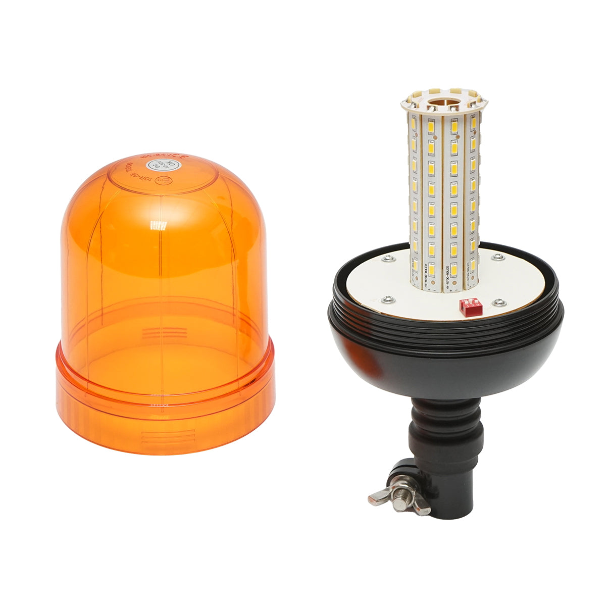 LED villogó, 12–24V, lábra szerelhető kivitel, 3 funkcióval, IP65