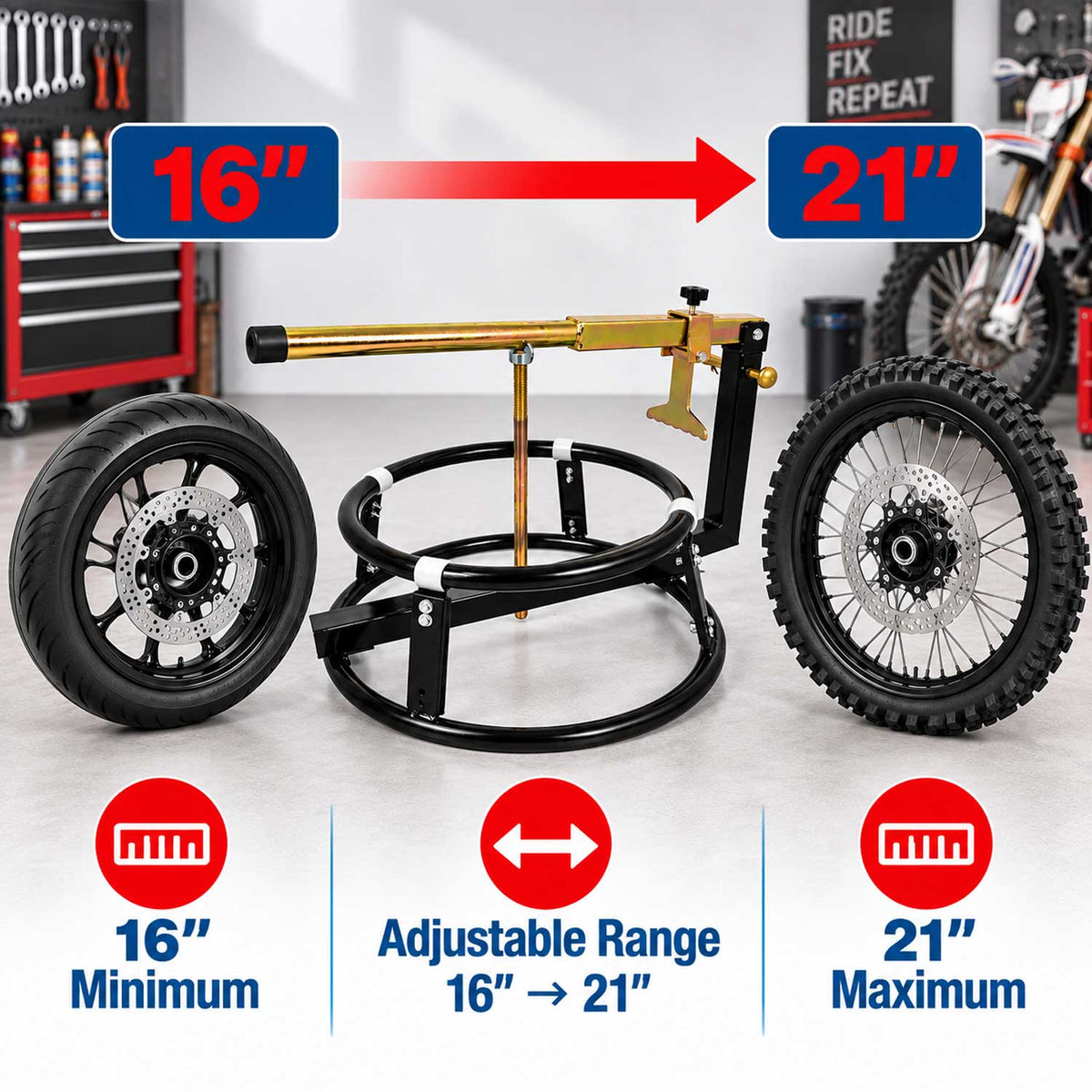Kézi motorkerékpár gumiszerelő állvány 16" - 21" GEBO TOOLS