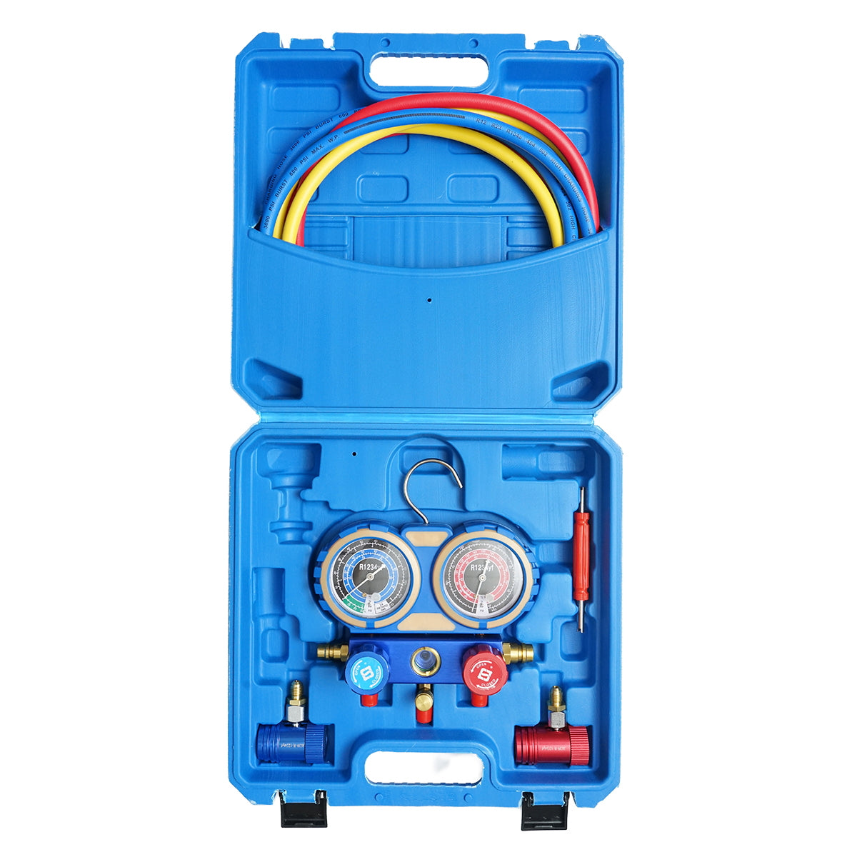 KLÍMABERENDEZÉS NYOMÁSELLENŐRZŐ ÉS FELTÖLTÉS DIAGNOSZTIKAI KÉSZLET, FREON R22, R32, R134A, R410A, R134A, R410A