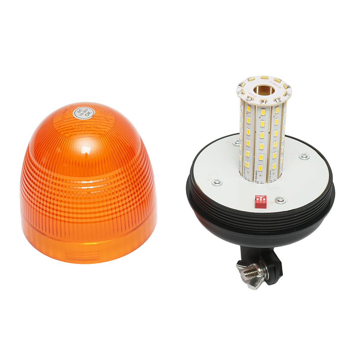 LED villogó, 12–24V, lábra szerelhető kivitel, 3 funkcióval, IP65
