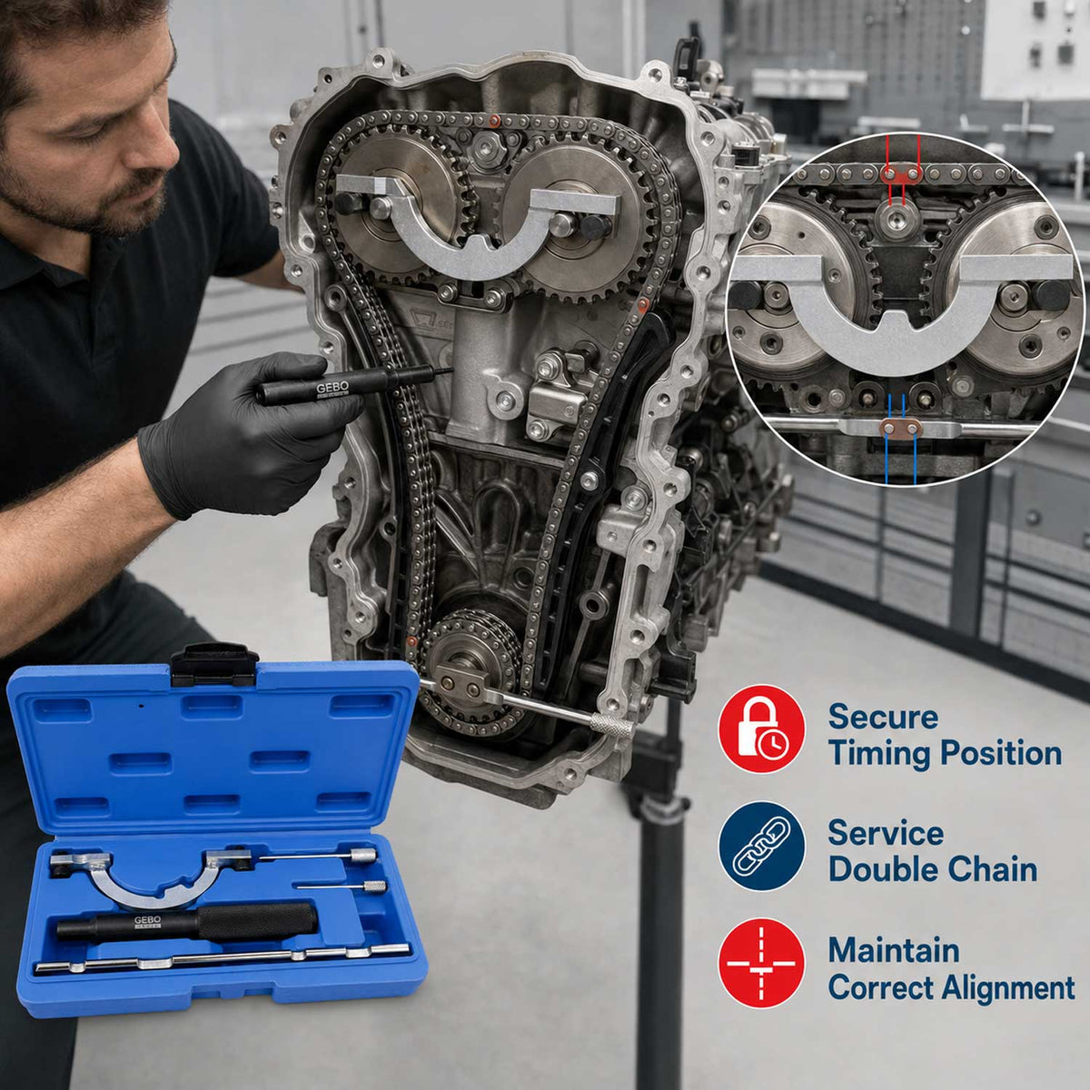 Vezérlésrögzítő készlet OPEL 1.0 1.2 1.4 12V GEBO TOOLS