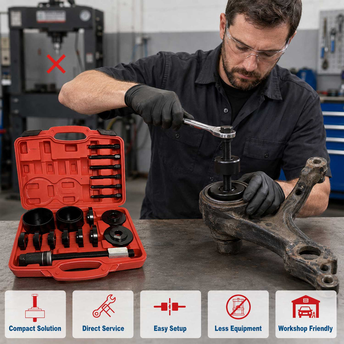 Csapágy és kerékagy szerelő készlet 55-91 mm GEBO TOOLS