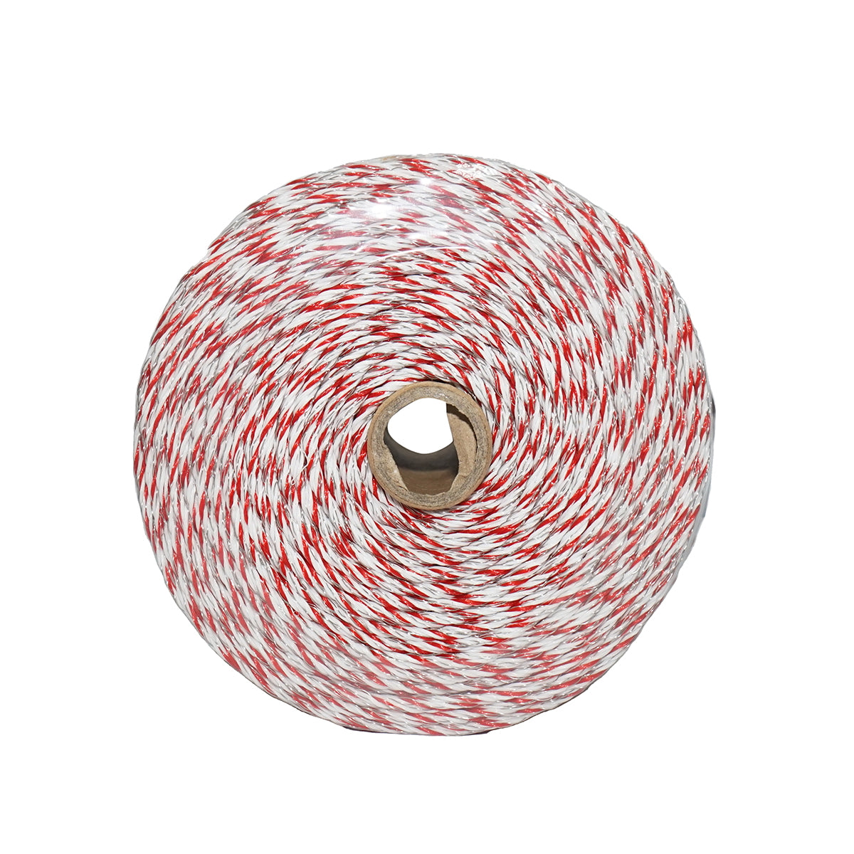 Elektromos kerítés dróttekercs, piros-fehér, 3 mm átmérő, 4×0,3 mm rozsdamentes acél betéttel, ellenállás 0,5 Ohm/m, 500 m, Breckner Germany