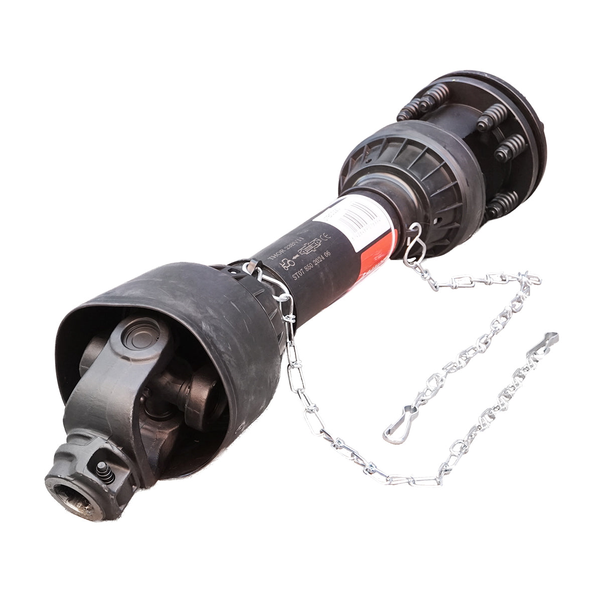 Kardántengely 850 mm, S7 T7, kéttárcsás kuplunggal, kereszt 30,2x106,5 mm, csillag alakú csővel, 1 3/8" Z=6, rotációs kapához