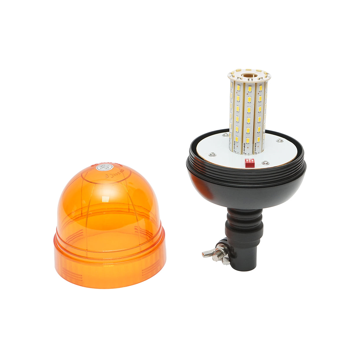 LED villogó, 12–24V, lábra szerelhető kivitel, 3 funkcióval, IP65