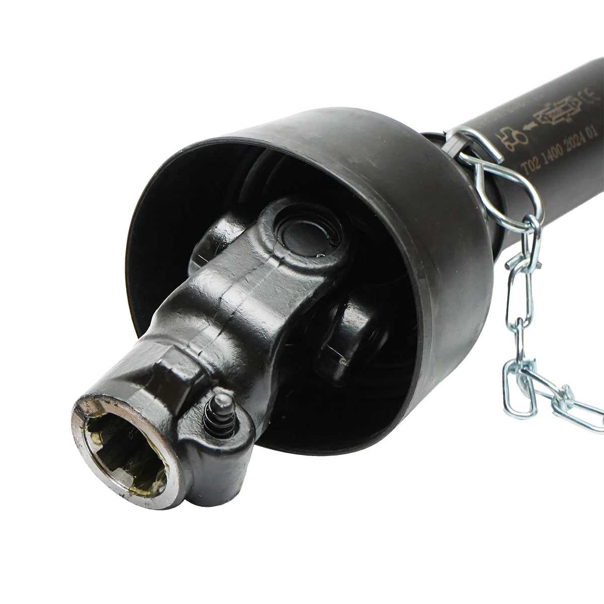 Kardántengely 1400 mm, T2, kereszt 23,8x61,3 mm, háromszög alakú csővel, 1 3/8" Z=6