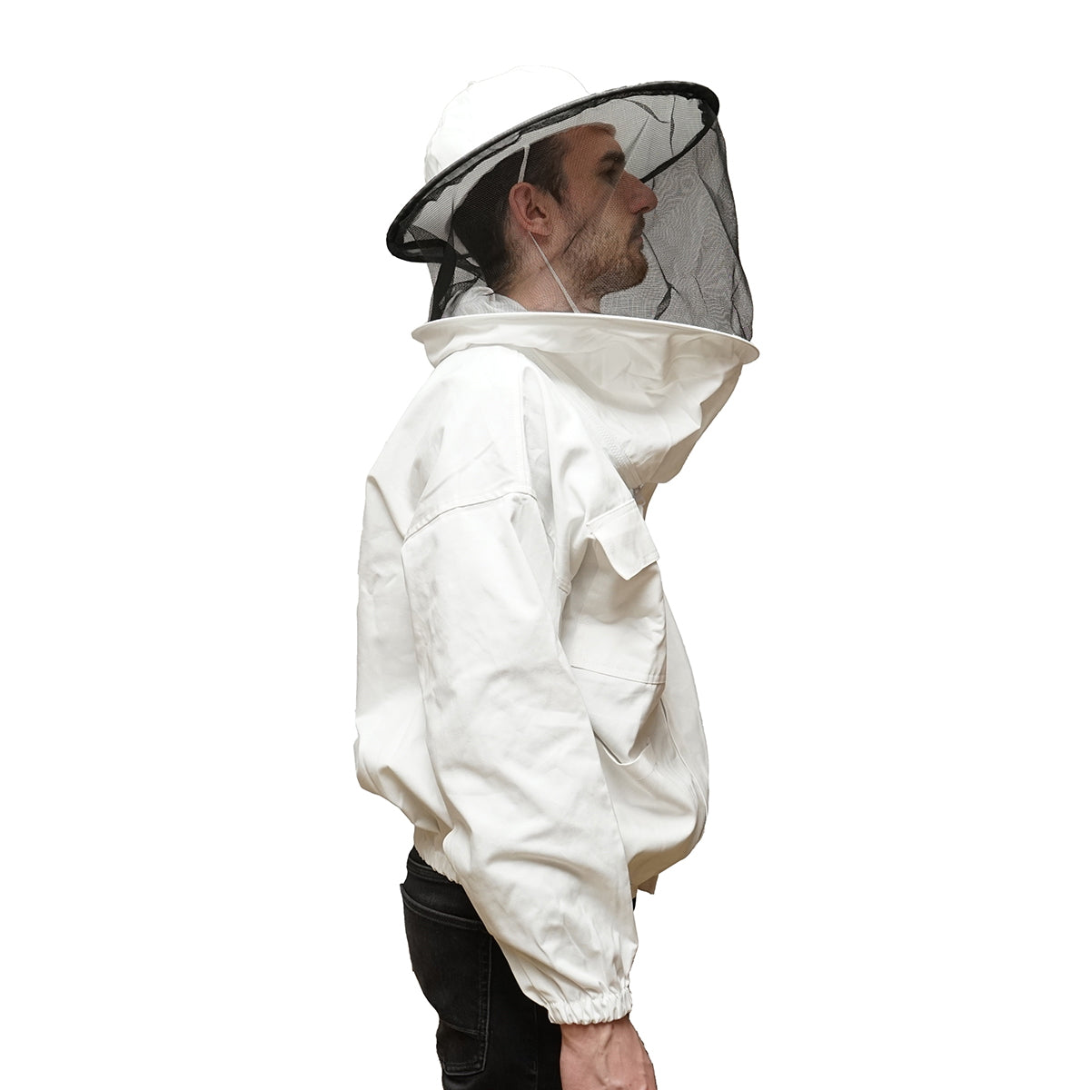 Fehér méhész kabát L méretben, védőmaszkkal