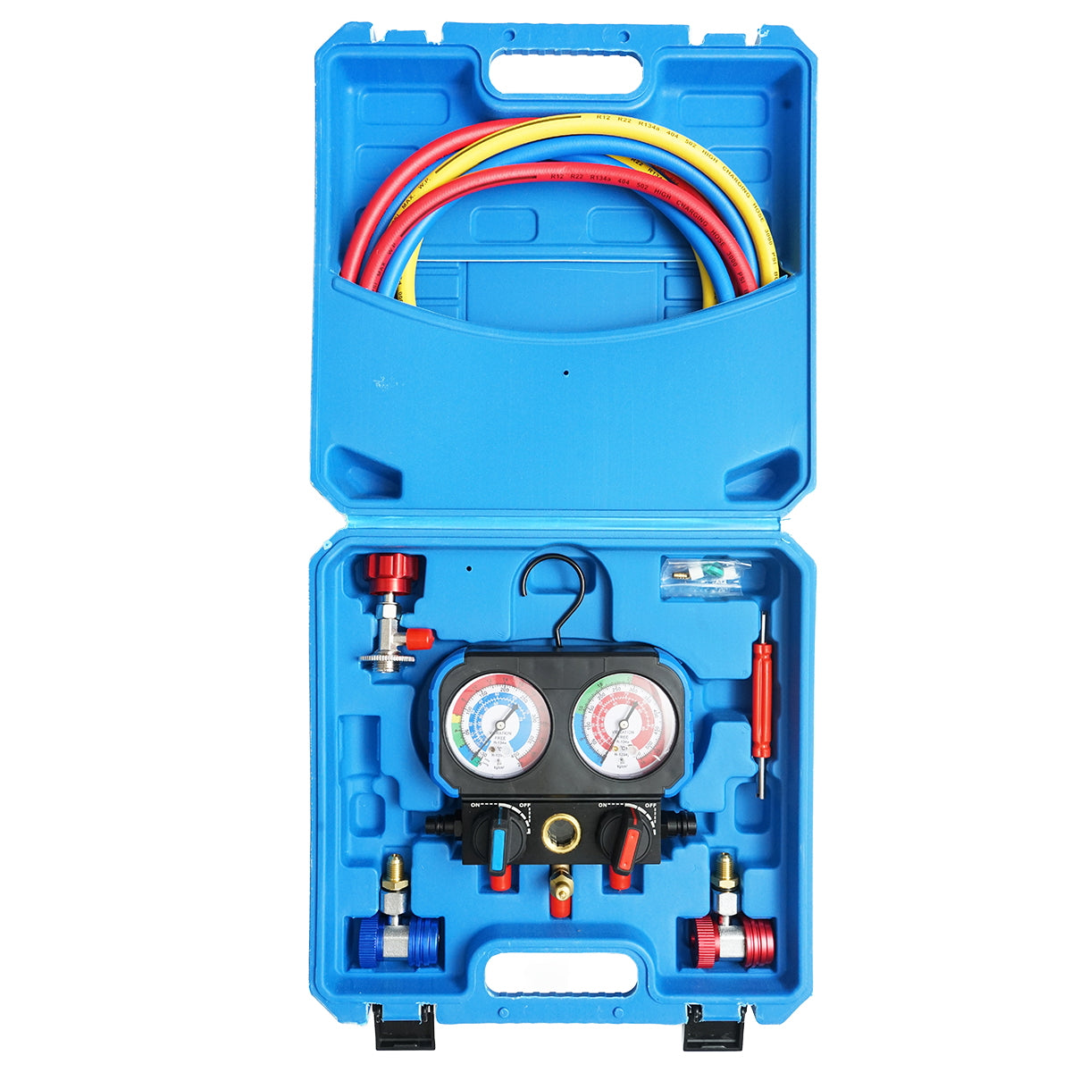 KLÍMABERENDEZÉS NYOMÁSELLENŐRZŐ ÉS FELTÖLTÉS DIAGNOSZTIKAI KÉSZLET R22, R32, R134A, R410A