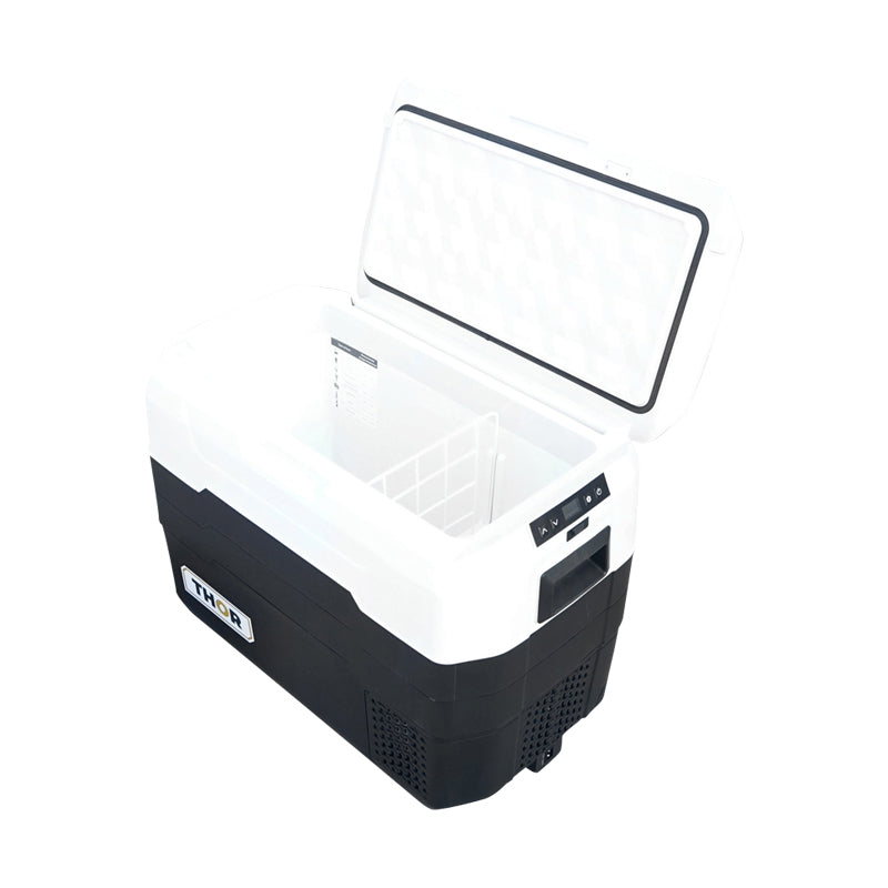 Autós hűtőszekrény, 40L, 12–24V, 55W, kompresszoros, 640x360x475 mm, hűtési tartomány: -20 °C – +10 °C, Thor