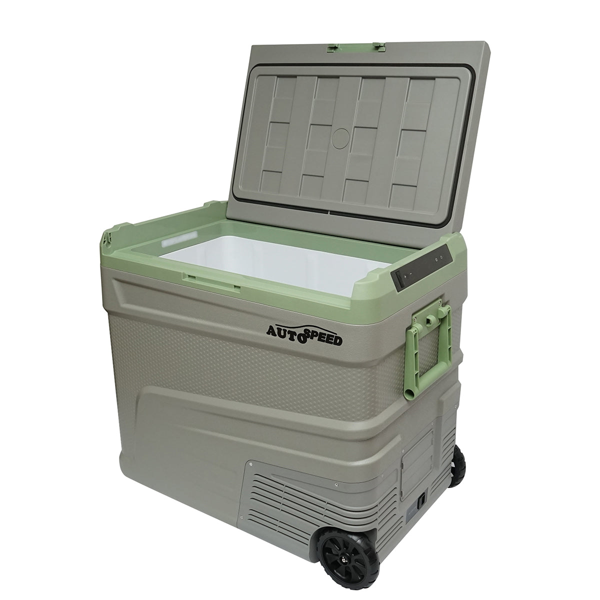 Autós hűtőszekrény kompresszorral, 60W, 64.2L kapacitás, 12–24–220V tápfeszültség, LCD kijelző, USB, 692x416x585 mm, G65 AUTOSPEED