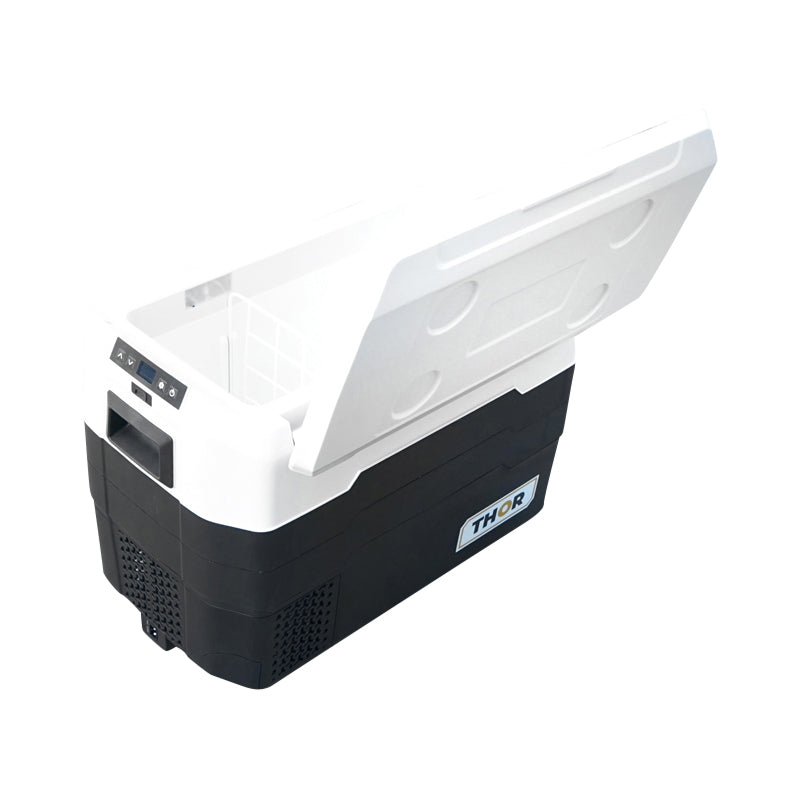 Autós hűtőszekrény, 40L, 12–24V, 55W, kompresszoros, 640x360x475 mm, hűtési tartomány: -20 °C – +10 °C, Thor