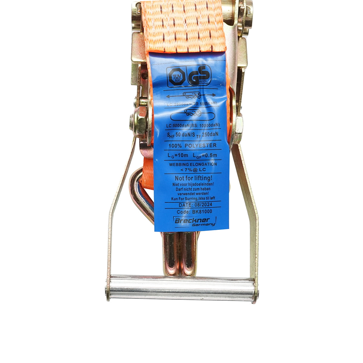 Árurögzítő heveder, 10mx50mm, 5T (egyszerű racsni), Breckner Germany