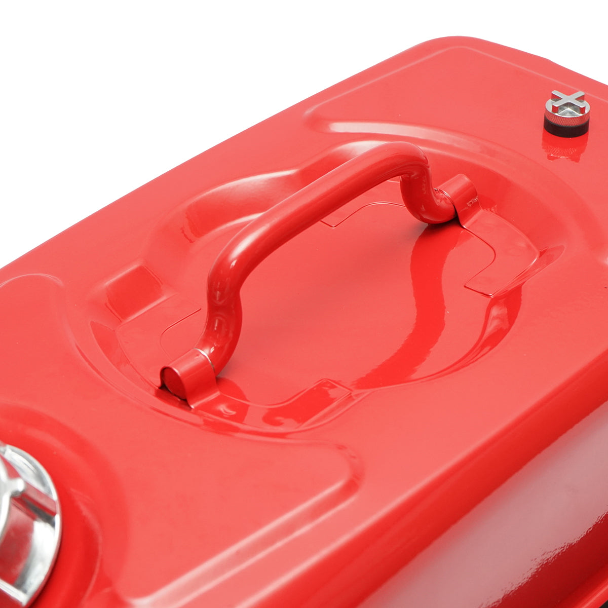 Fémtartály, vízszintes, 10L, flexibil tömlővel és csavaros kupakkal