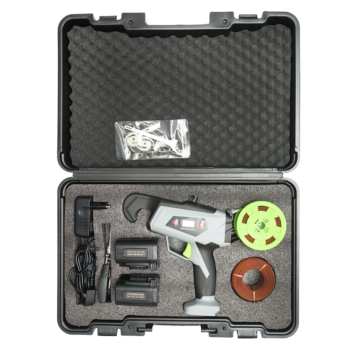 Automata kötözőgép szőlőhöz, zöldségekhez, gyümölcsfákhoz, 60W, Li-ion akkumulátor 16.8V, 25 mm átmérő