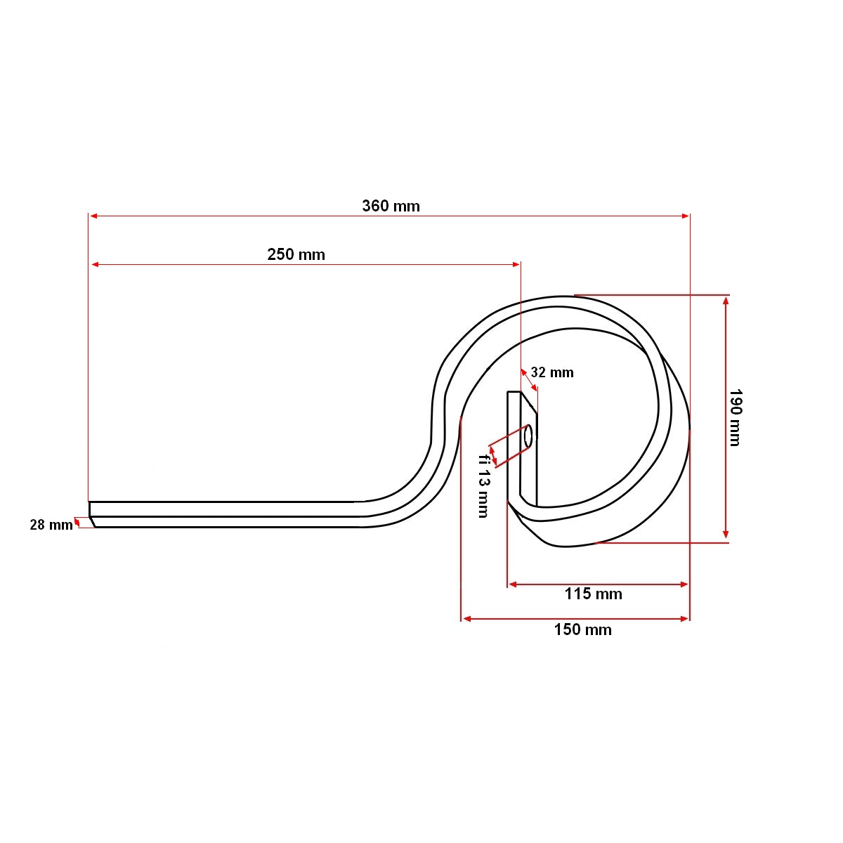 Erősítő rugó 32x10x360