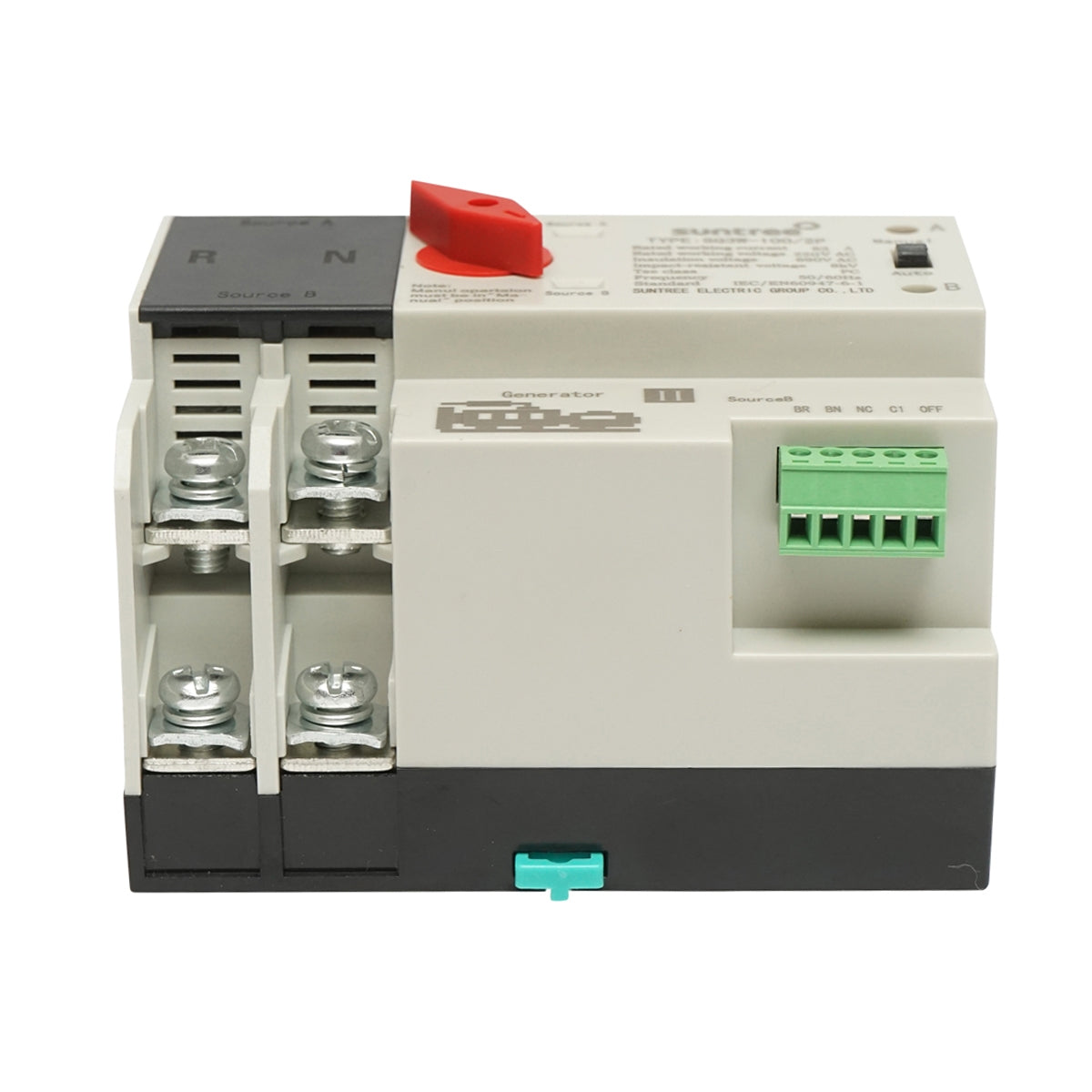 ATS 220V egyfázisú kapcsoló, ATS-2P-63A ATS-2P-63A automatikus leválasztó kapcsoló a fotovoltaikus panelekről a hálózatra Suntree