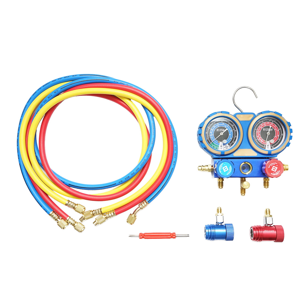 KLÍMABERENDEZÉS NYOMÁSELLENŐRZŐ ÉS FELTÖLTÉS DIAGNOSZTIKAI KÉSZLET, FREON R22, R32, R134A, R410A, R134A, R410A