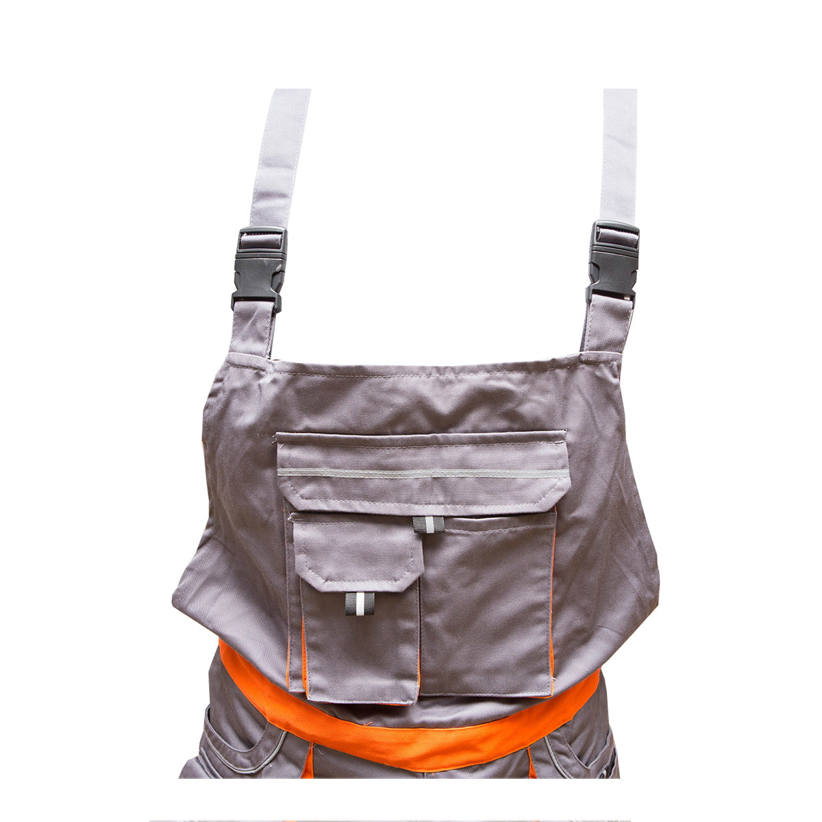 Kantáros munkásnadrág, szürke/narancssárga, 60-as méret, poliészter-pamut, 235 g/m², Breckner Germany