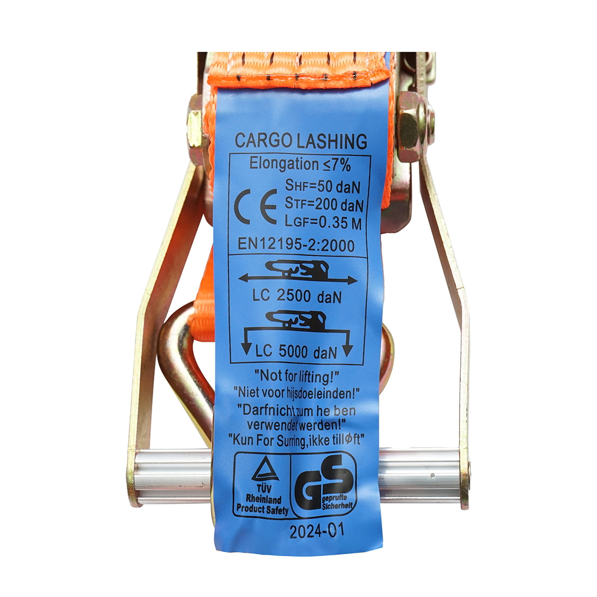 Árurögzítő heveder, 15mx50mm, 5T (egyszerű racsni), Breckner Germany