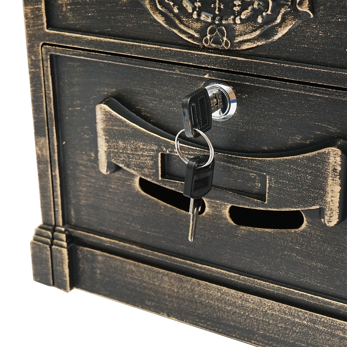 Antik aranyozott postaláda 410X260X90mm 2 kulccsal, rögzítő tartozékokkal