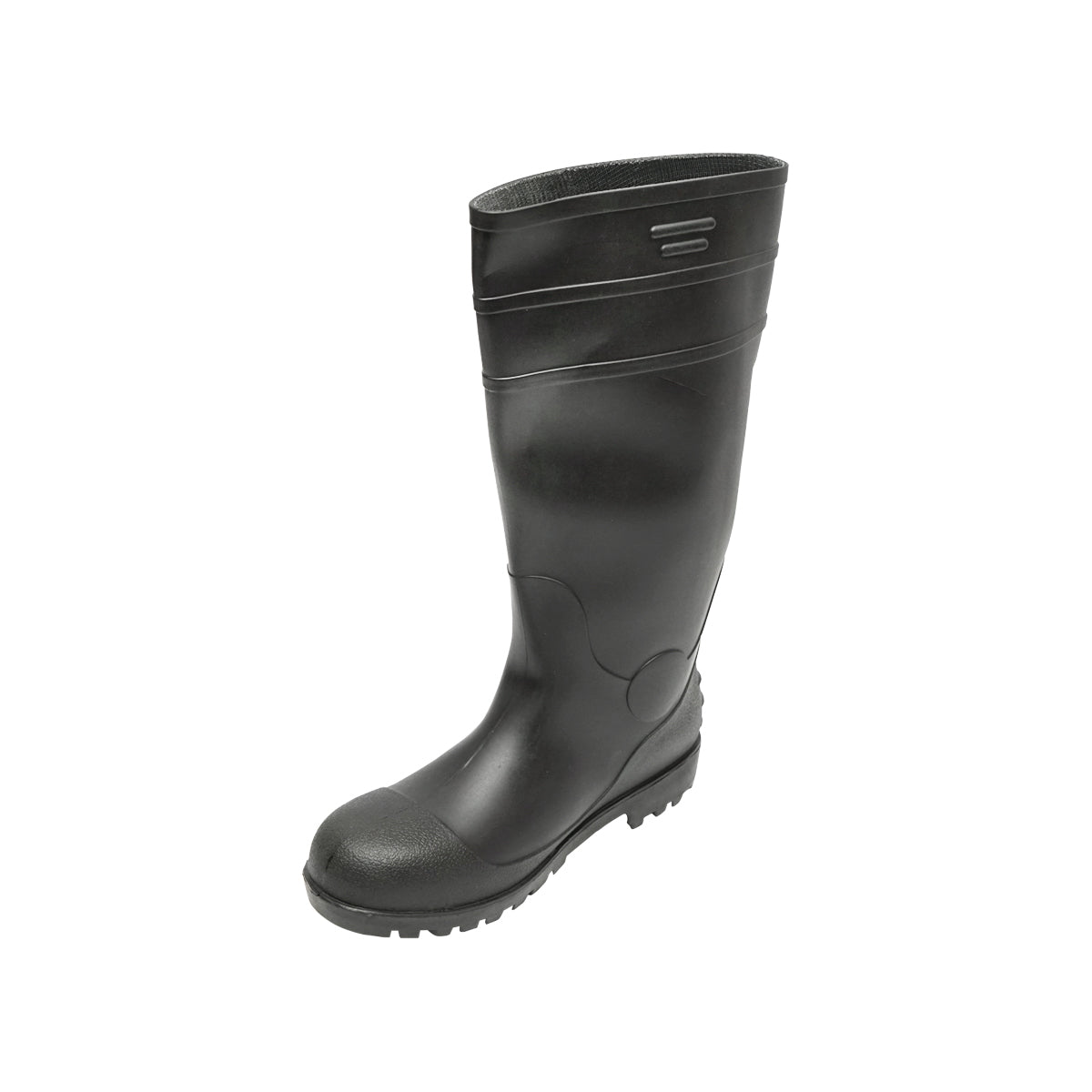 Munkavédelmi csizma, fekete PVC, acél lábujjvédelemmel, 40-es méret, 005GB